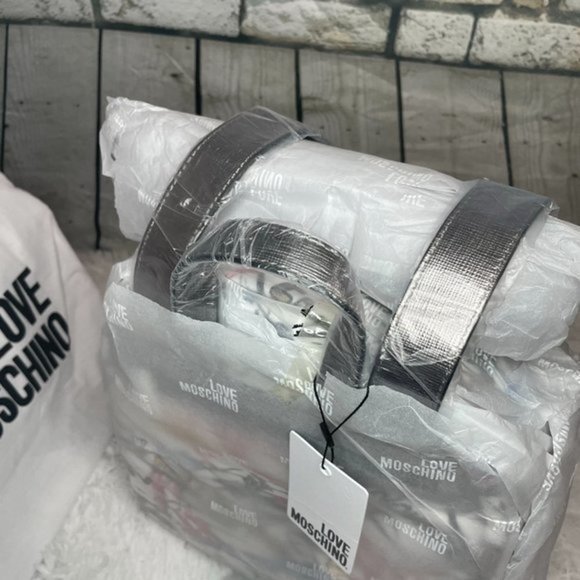 LOVE MOSCHINO White Graffiti Leather Backpack - Picture 8 of 15